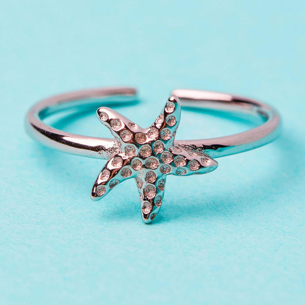 Nalu Jewels Silver Starfish Ring Adjustable