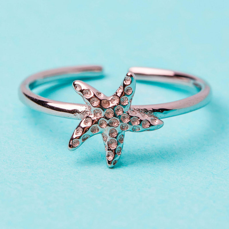 Nalu Jewels Silver Starfish Ring Adjustable