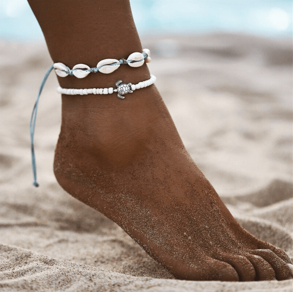 Nalu Jewels Cowrie shell & Turtle anklet Adjustable